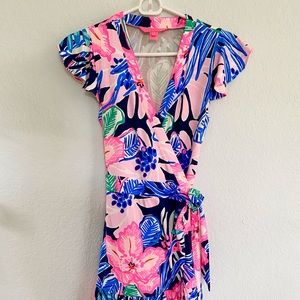 Lilly Pulitzer Wrap Mini Dress Sz XXS EEUC.